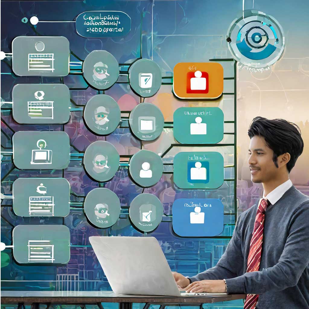 A conceptual illustration for Vitlous software feature about user-based role permission.